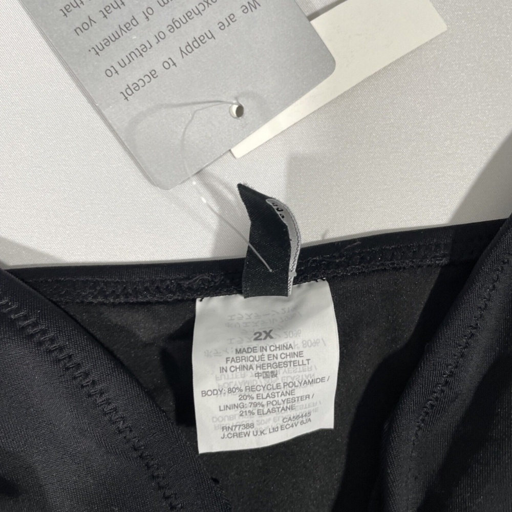 NWT MADEWELL [ PLUS 2X ] Second Wave Tie Front Bikini Top In True‎ Black - Picture 6 of 12